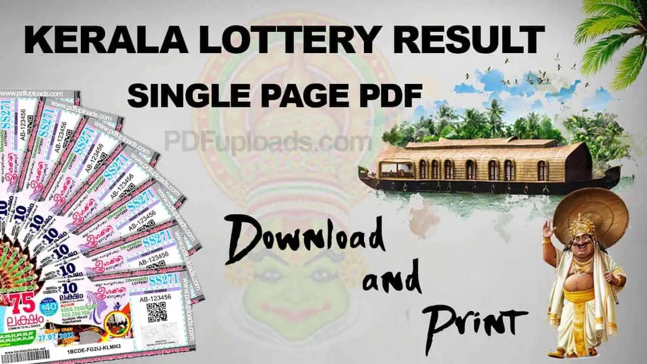 Download Kerala Lottery Result Single Page PDF