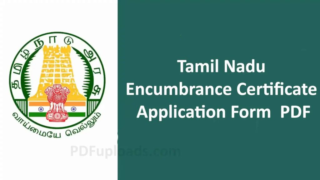 Encumbrance Certificate Application Form Tamil Nadu PDF Encumbrance Certificate Application Form Tamil Nadu PDF