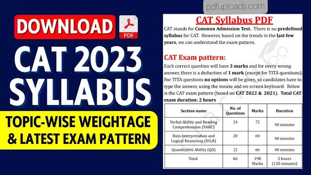 CAT Exam Syllabus PDF 2023 CAT Exam Syllabus PDF 2023