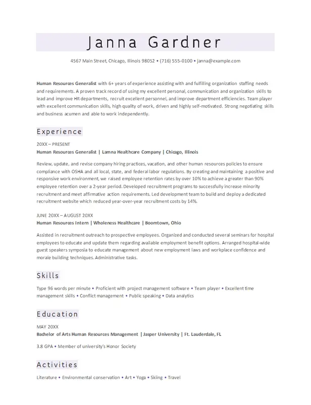ATS Resume Template Word Format: 9 Best ATS-Friendly Templates for Job Seekers ATS classic HR resume
