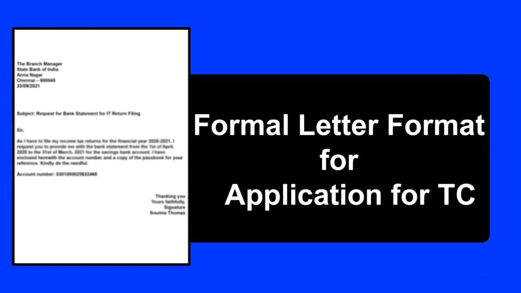 Formal letter format for Application for TC by Parents │Format and Sample Letters for You Formal letter format for Application for TC by Parents │Format and Sample Letters for You