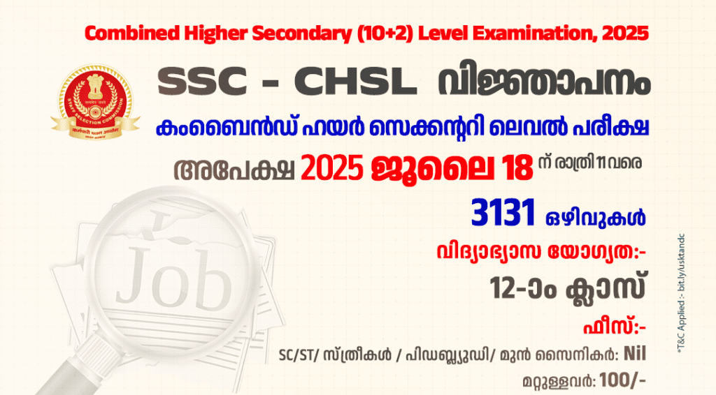 SSC CHSL (Combined Higher Secondary Level) Examination SSC CHSL